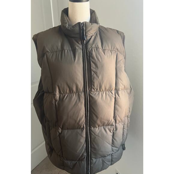 Eddie Bauer Premium Brown Goose Down Puffer Vest Full Zip Pockets Adult XL Tall - Picture 2 of 16